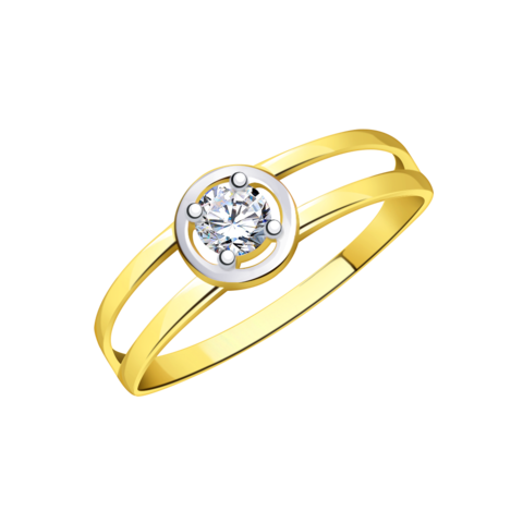 л10867 -Кольцо классика из желтого золота с фианитами