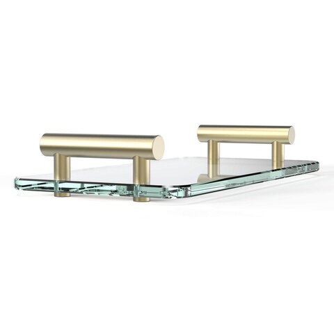 Decor Walther Bar Tab 0857082 Поднос с ручками, стеклянный, цвет: матовое золото / прозрачное стекло