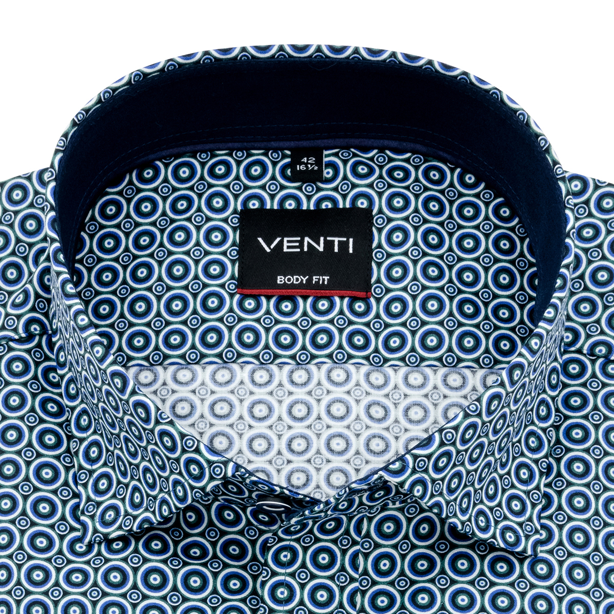 Рубашка Venti Body Fit 193280300-300 с геометрическим принтом в сине-зеленой гамме