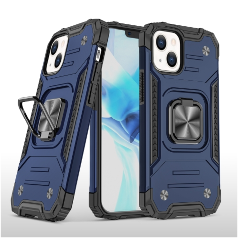 Противоударный чехол Strong Armour Case с кольцом для iPhone 13 Mini (Темно-синий)