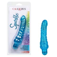 Синий вибратор-реалистик Sparkle Glitter Jack - 18,25 см. - 
