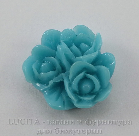 Кабошон акриловый "Тройной цветок", цвет - пепельно-голубой, 17 мм