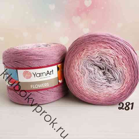 YARNART FLOWERS 281, Серый/сирень/розовый
