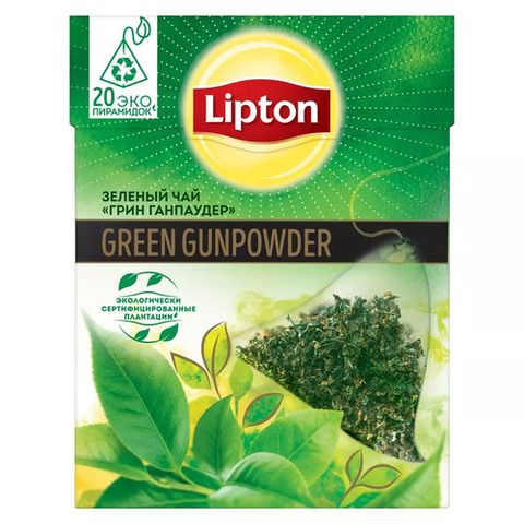 купить Чай зеленый в пирамидках Lipton Green Gunpowder, 20 пак/уп (Липтон)