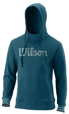 Толстовка теннисная Wilson Script Eco Cotton PO Hoody Slimfit - blue coral