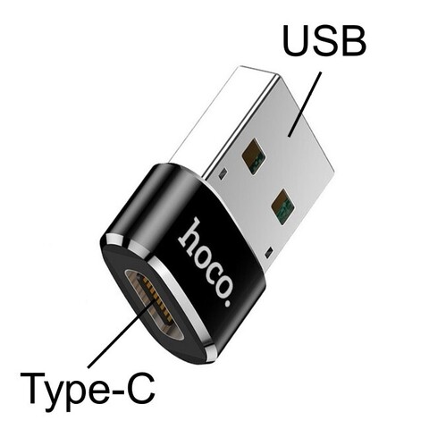 Переходник Type-C на USB 2.0 Hoco UA6 (Черный)