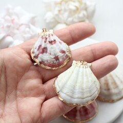 Подвеска Ракушка с позолотой 30-45 на 26-72 мм, РК036