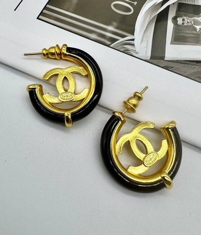 Серьги CHANEL конго с черной вставкой