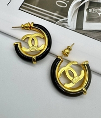 Серьги CHANEL конго с черной вставкой