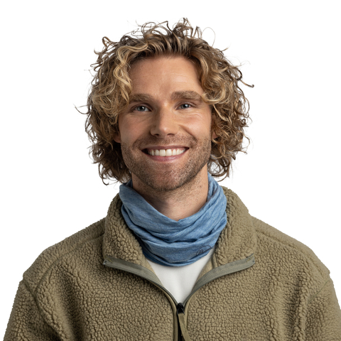 Картинка шарф-труба Buff Wool lightweight Solid Lake Blue - 3