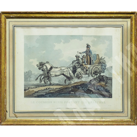 Дебюкур Филибер-Луи. Русский курьер, развозящий депеши. Бумага, акватинта. Ок. 1820