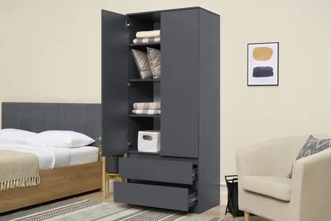 Шкаф 2-х створчатый ШК-03 Симпл графит