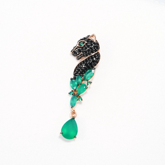 92030806 - Подвеска ЧЕРНАЯ ПАНТЕРА из золочёного серебра с агатами и фианитами