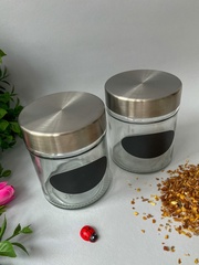 Баночки - бутылочки с металлической крышкой, декоративные, стеклянные, прозрачные, 350 мл, 10*8 см, набор 2 штуки.