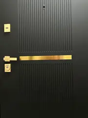 Входная металлическая дверь с зеркалом Брендорс Арт Деко 075 Зеркало 3D Белый софт (черная фурнитура)