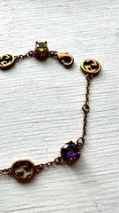 Браслет-цепочка с цветными камнями и лого style by GUCCI, цвет бронза