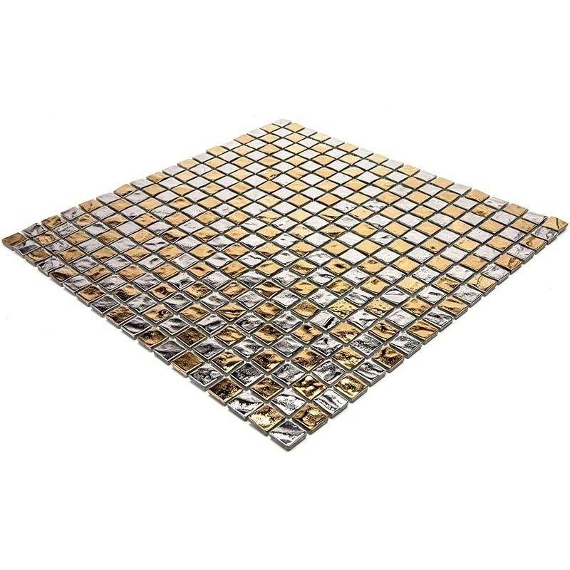 BSU-33-15 14.5x14.5 Стеклянная мозаика Natural Crystal серебряный золотой квадрат глянцевый
