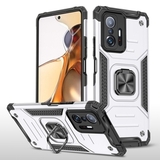 Противоударный чехол Strong Armour Case с кольцом для Xiaomi 11T, 11T Pro (Серебро)