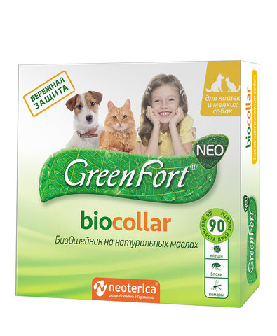 Green Fort neo БиоОшейник от блох и клещей для кошек и мелких собак 40см (1x30)