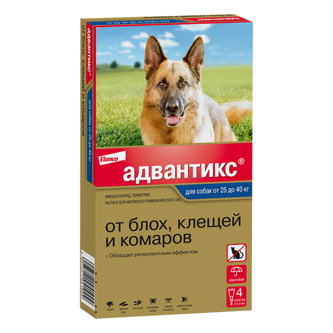 Bayer Адвантикс капли для собак более 25 кг (4 пипетки)