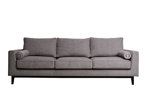 Диван шенилловый Garda Decor Madrid Memory трехместный коричневый с кантом