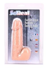 Телесный фаллоимитатор SO REAL REALISTIC 7INCH DONG & BALLS - 18 см. - 