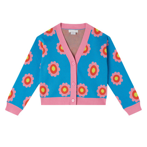 Кардиган Stella McCartney Kids Knit Flowers Blue