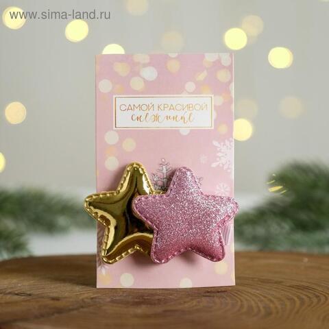 Новогодняя заколка на открытке 