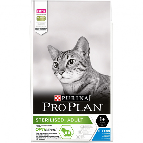 Pro Plan OPTIRENAL Стерил кошки Кролик, сухой (10 кг)