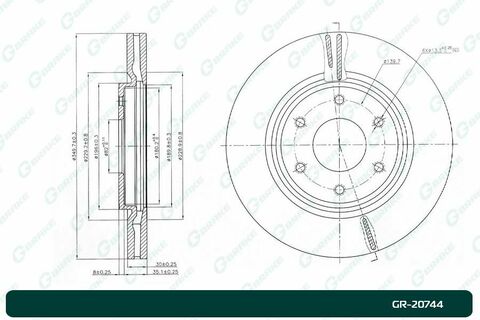 Диск тормозной вентилируемый G-brake  GR-20744