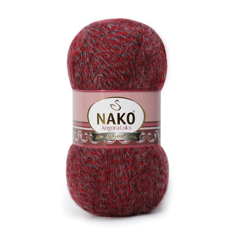 Пряжа Nako Angora Luks 21359 вишня-серый меланж(уп. 5 мотков)