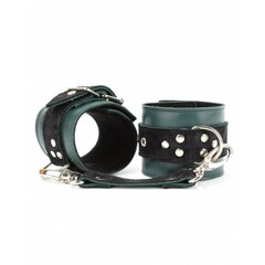 Наручники из натуральной кожи изумруд