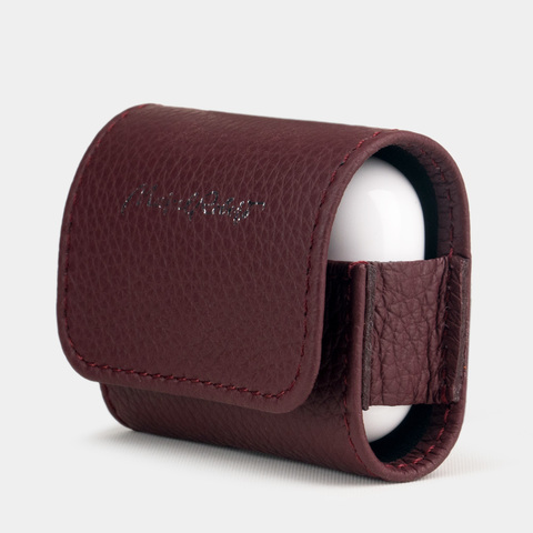 Чехол для наушников AirPods Pro 2,3 из кожи теленка, бордового цвета