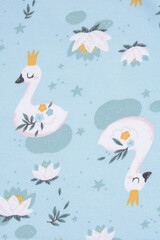 Фуфайка для новорожденных  КП 301156/сказочные лебеди на морозном шалфее