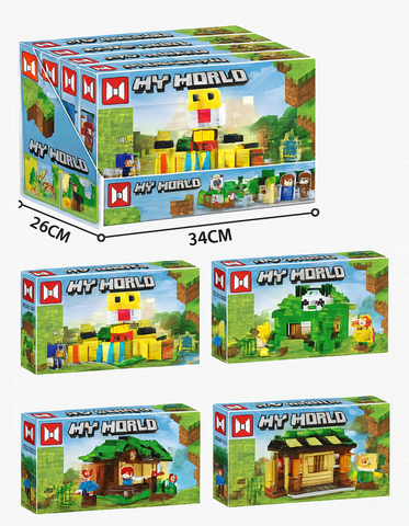 Конструктор Мой Мир - Дом с Пандой/Ципой 4 вида 298-319 дет, в уп 4 шт. цена за шт.