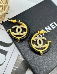 Серьги CHANEL конго с черной вставкой