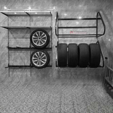 Проект №88. Стеллаж с металлическими полками, модулями и полками для колес