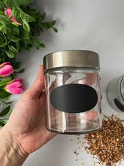 Баночки - бутылочки с металлической крышкой, декоративные, стеклянные, прозрачные, 350 мл, 10*8 см, набор 2 штуки.