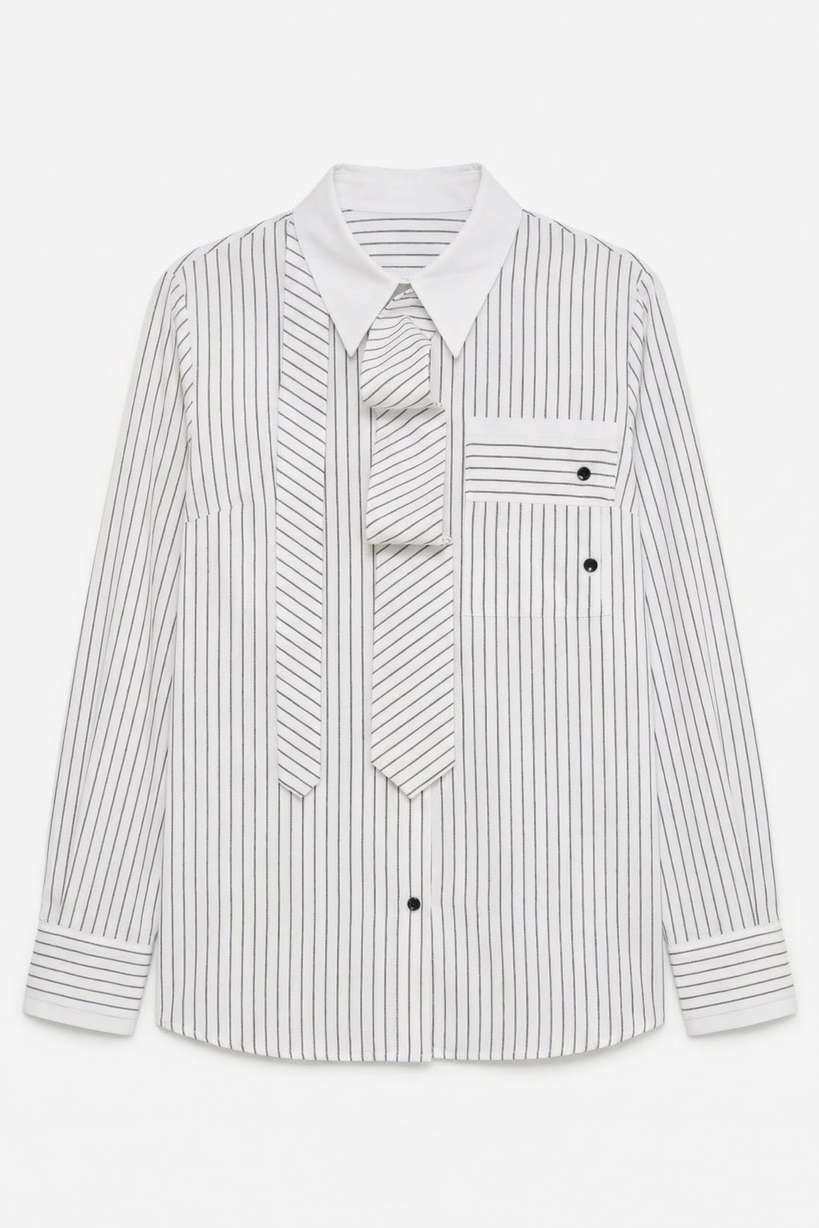 Рубашка с галстуком, белая в черную полоску