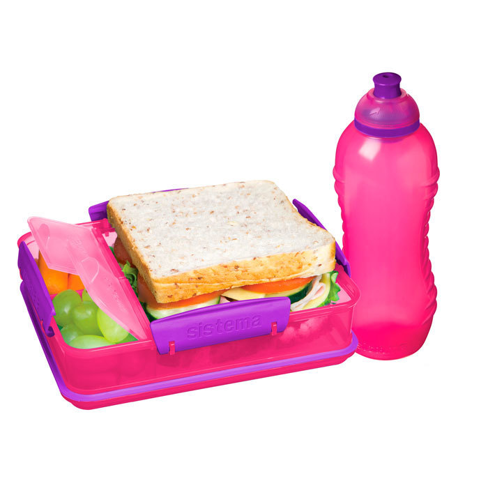 Набор Sistema "Lunch": ланч-бокс и бутылка, цвет Розовый