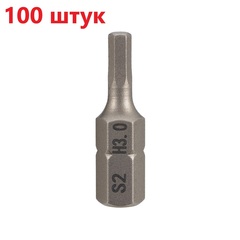 Бита шестигранная HEX 3,0 х25мм S2 100шт SGS 6325-H3.0-100