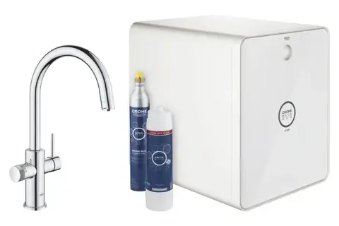 GROHE Blue Red in One 31852000 Смеситель для кухонной мойки с системой охлаждения, нагревания и газирования воды, с Wi-Fi, хром