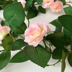 Лиана с Розами, 21 голова на лиане, Розовые розы, длина одной лианы 1,75 м, набор 1 шт.