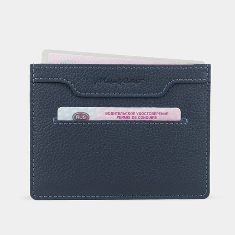 Обложка для автодокументов и паспорта Berlin из кожи теленка, синего цвета
