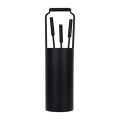 Набор для камина в металлической подставке ведре, 4 предмета, черный 