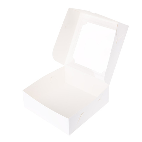 Коробка для сладостей белая с окном 200x200x70
