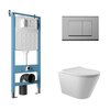 Aqueduto AQDS101 AQD комплект: TECNICA Novo Система инсталляции для подвесного унитаза, QUADRADO Панель смыва, хром, CONE Унитаз подвесной 525*360 безободковый, сиденье с микролифтом, белый глянцевый