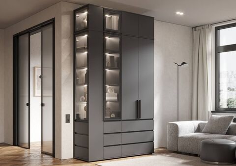 Норд Шкаф Композиция № 1 (без подсветки) Графит, Графит