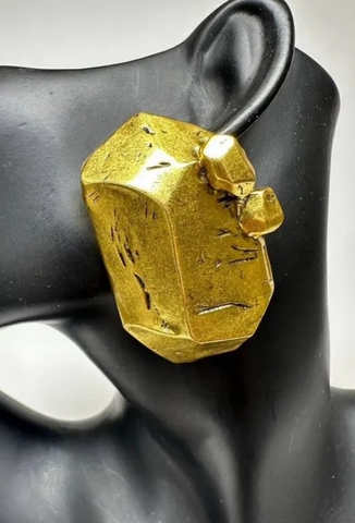 Серьги крупные золотой слиток в стилистике YSL