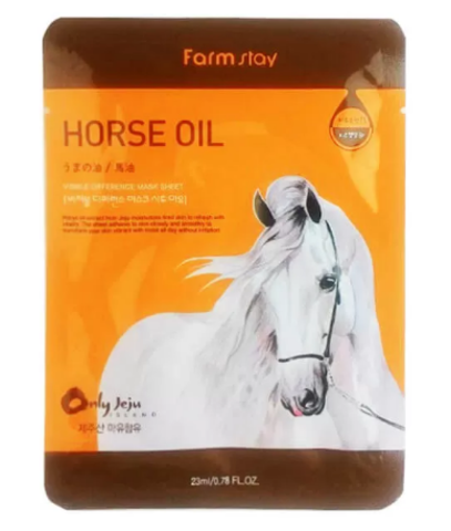 FARMSTAY МАСКА ТКАНЕВАЯ ДЛЯ ЛИЦА ПИТАТЕЛЬНАЯ С ЛОШАДИНЫМ ЖИРОМ VISIBLE DIFFERENCE MASK SHEET HORSE OIL, 23 ML